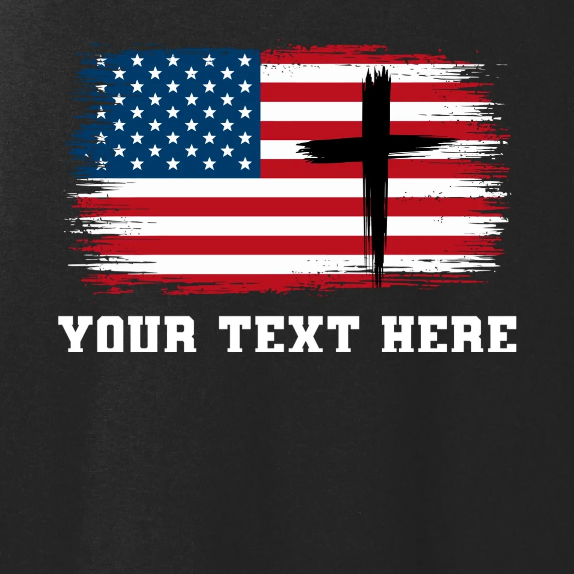 USA Flag Cross Christian Custom Personalized Text Women's Tank Top - Front - Close-up