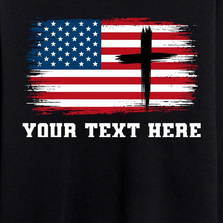 USA Flag Cross Christian Custom Personalized Text Men's Sweatsuit - Front - Close-up