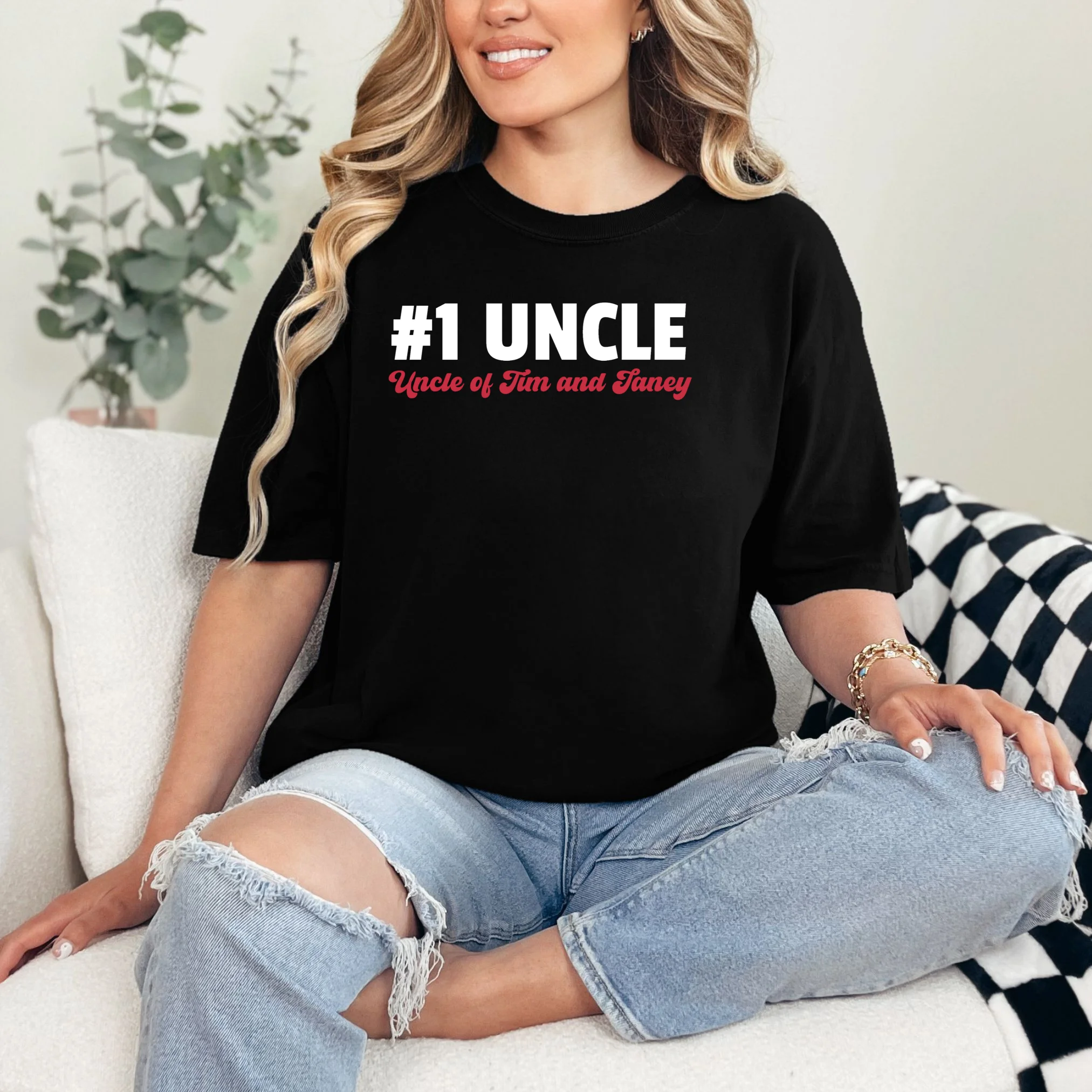 Best Uncle Custom Text T-Shirt - Front 1