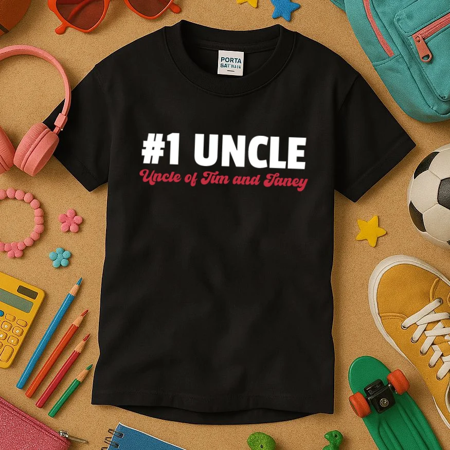 Best Uncle Custom Text Kids T-Shirt - Front 2