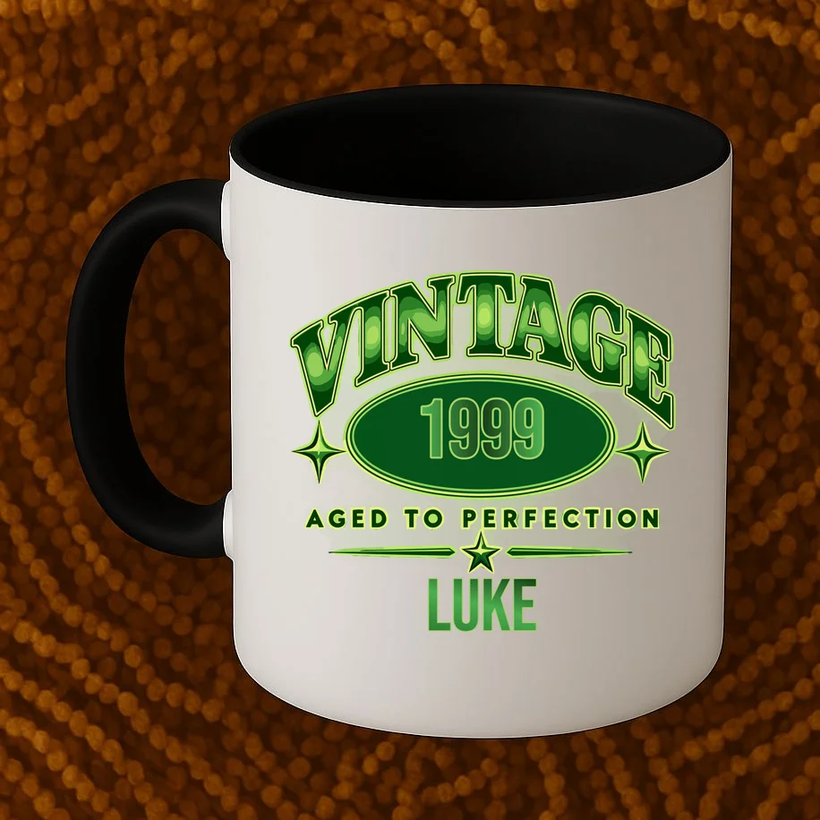 Vintage Aged to Perfection Retro Graphic Design Mug - Front 1