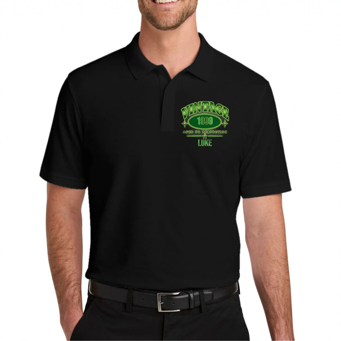 Vintage Aged to Perfection Retro Graphic Design Men's Polo - Front 1
