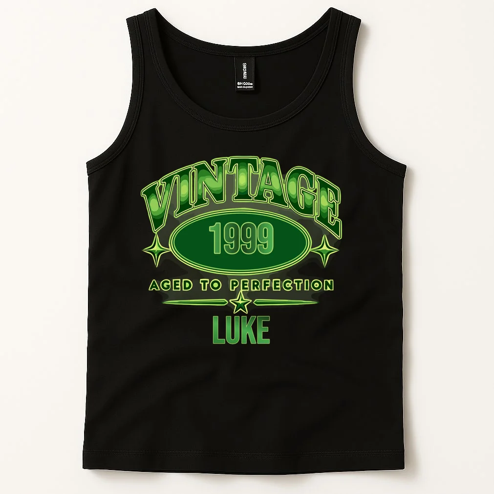 Vintage Aged to Perfection Retro Graphic Design Men's Tank Top - Front 1