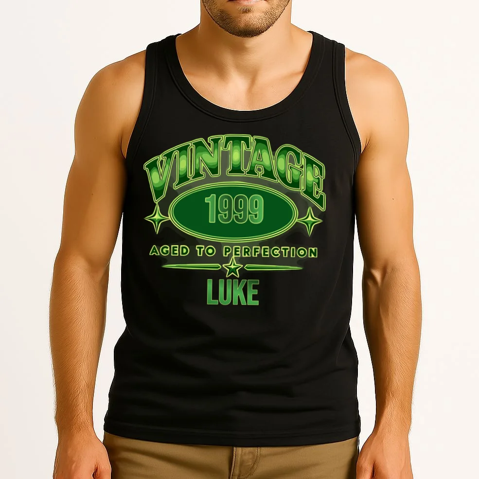 Vintage Aged to Perfection Retro Graphic Design Men's Tank Top - Front 2