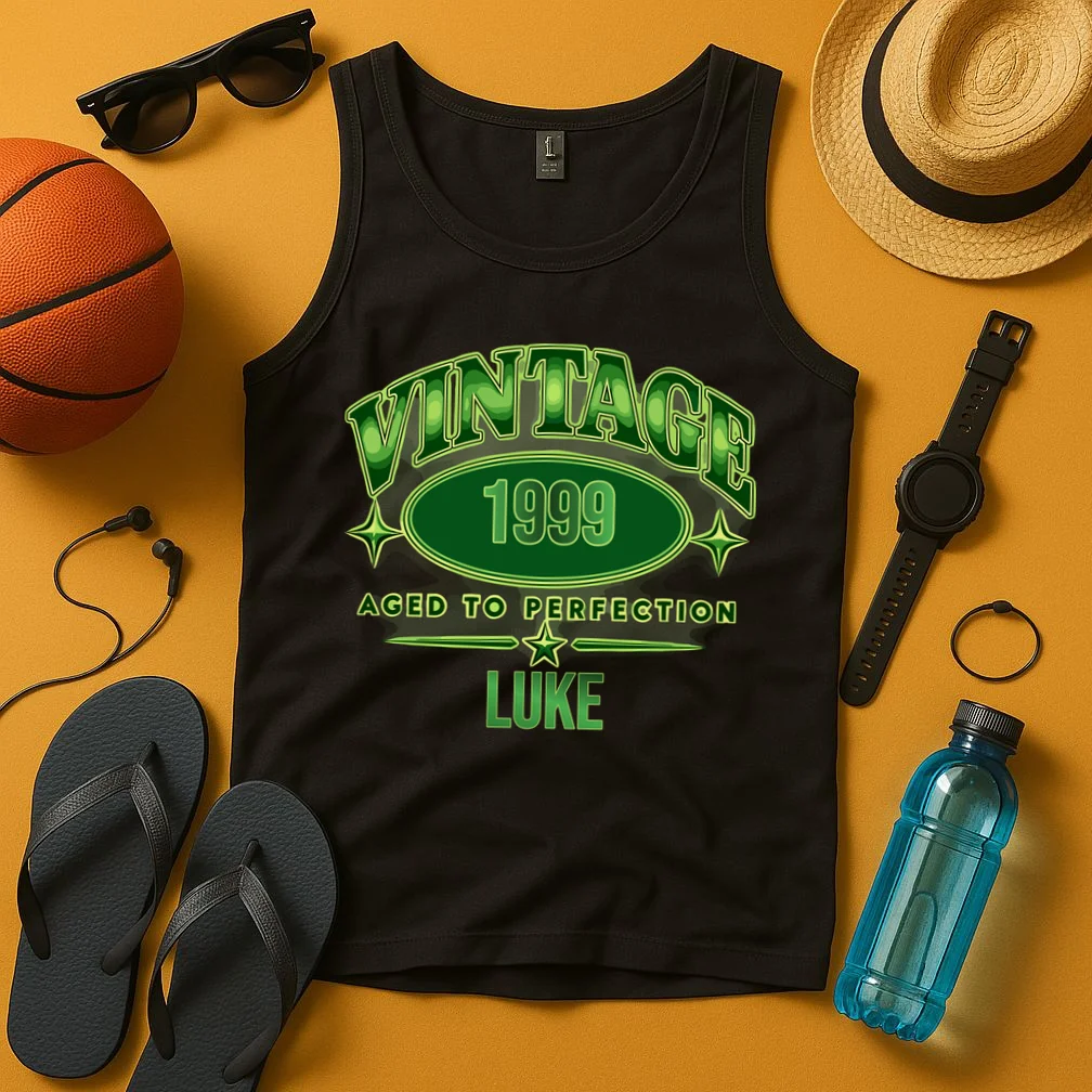 Vintage Aged to Perfection Retro Graphic Design Men's Tank Top - Front 3