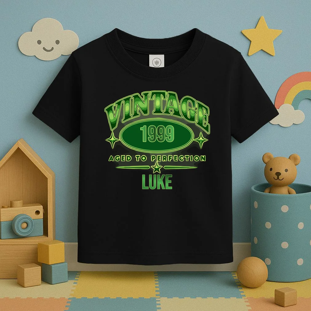Vintage Aged to Perfection Retro Graphic Design Toddler T-Shirt - Front 2