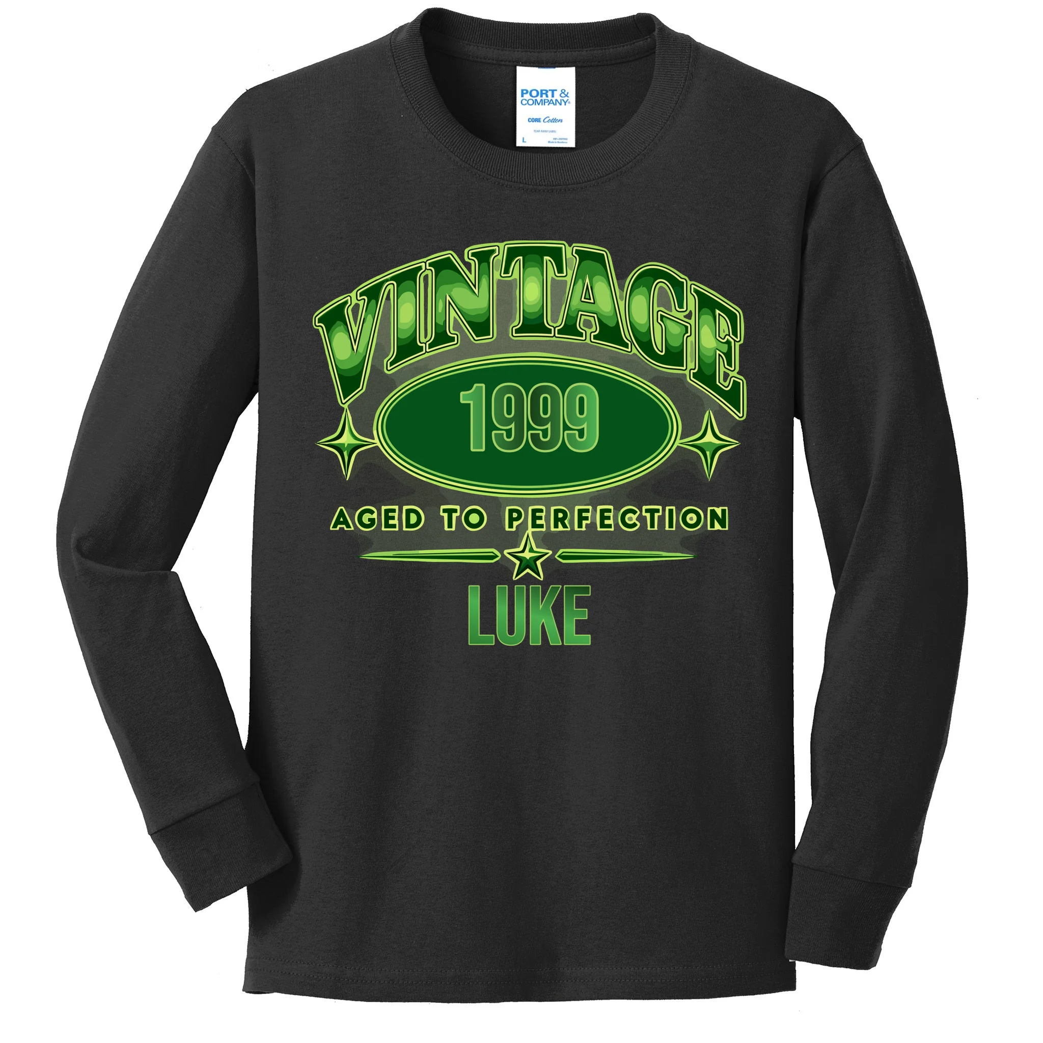 Vintage Aged to Perfection Retro Graphic Design Kids Long Sleeve Shirt Front