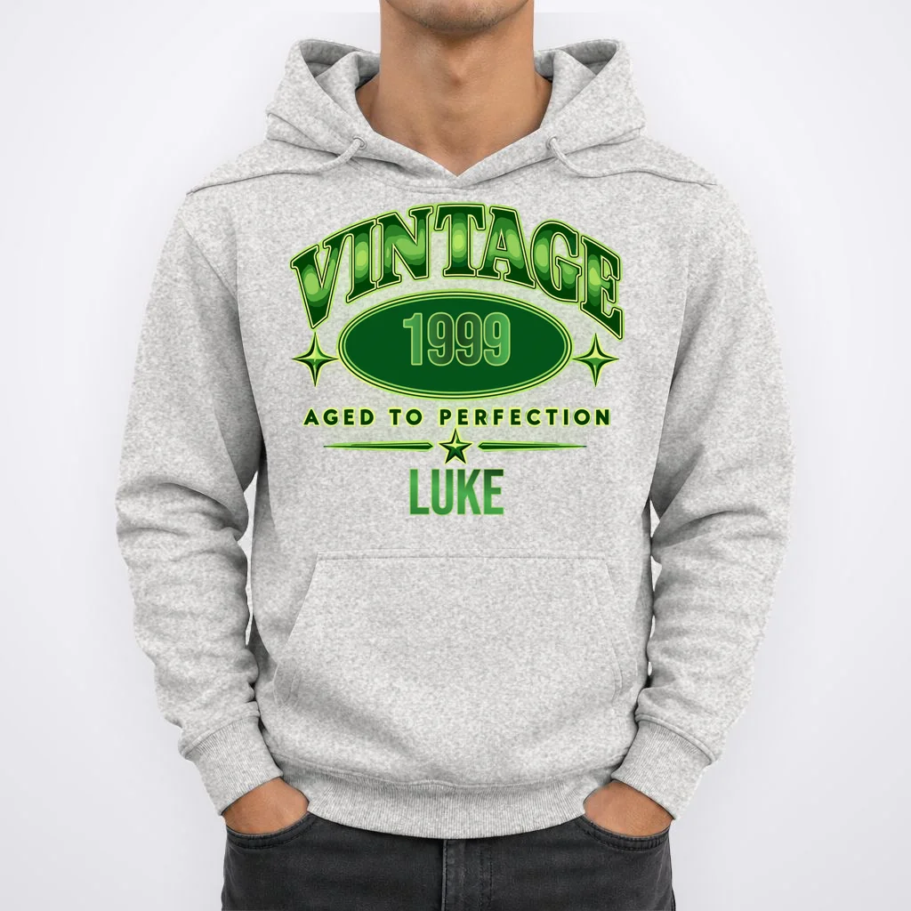 Vintage Aged to Perfection Retro Graphic Design Men's Hoodie - Front 1