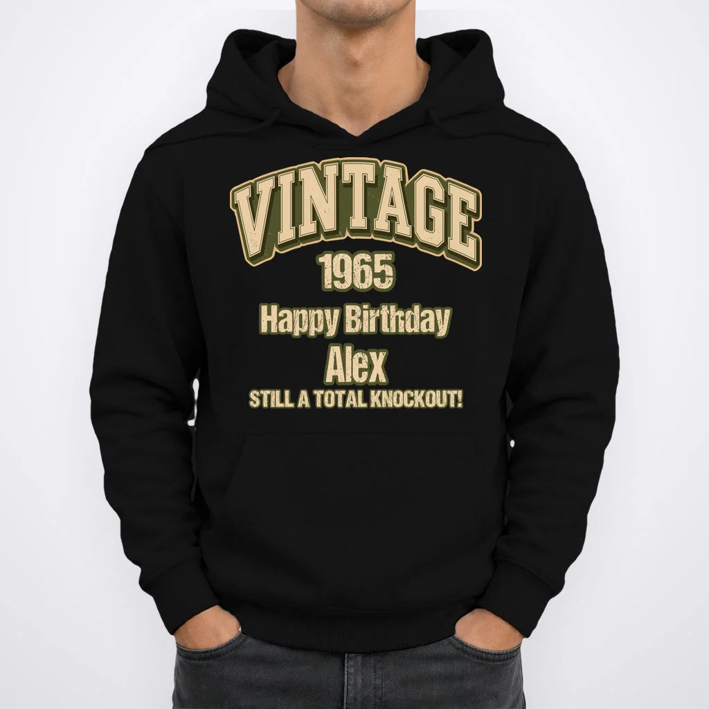 Vintage 1965 Still a Total Knockout Retro Birthday Design Men's Hoodie - Front 1