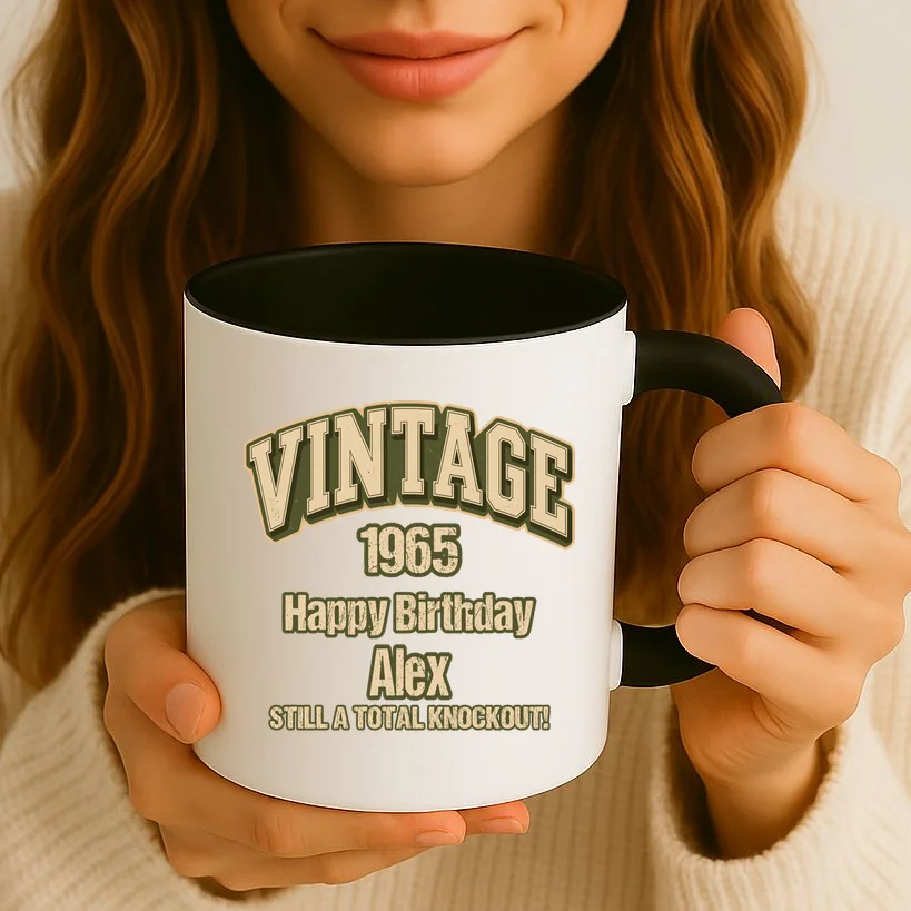 Vintage 1965 Still a Total Knockout Retro Birthday Design Mug - Front 2