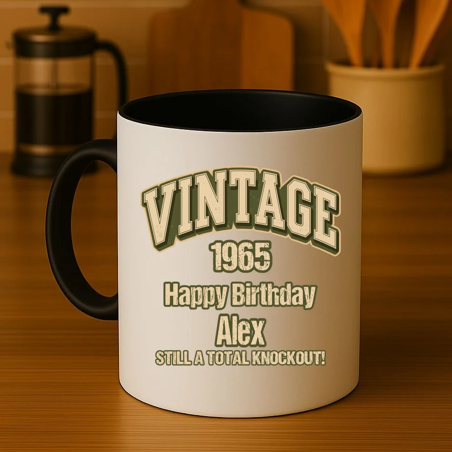 Vintage 1965 Still a Total Knockout Retro Birthday Design Mug - Front 3