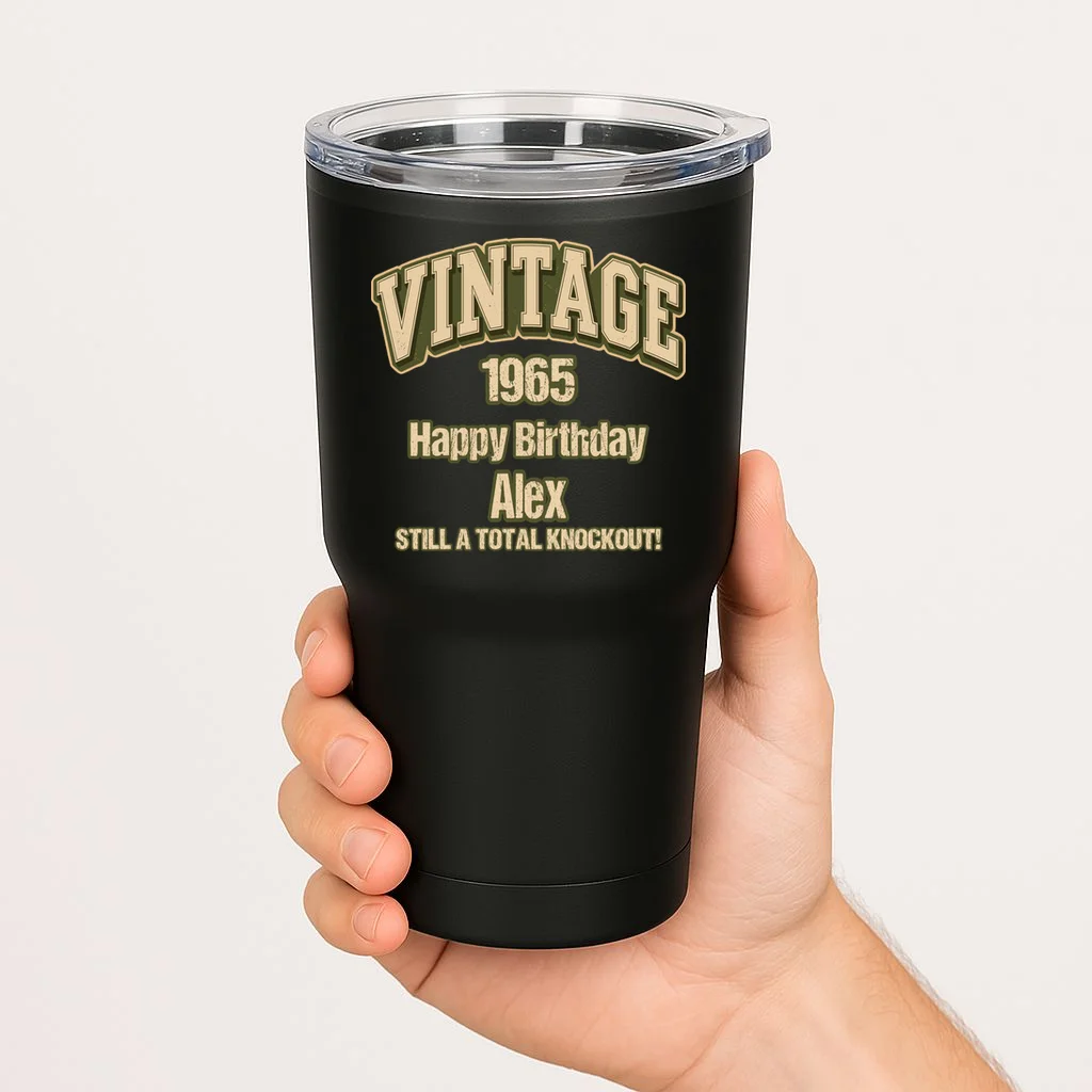 Vintage 1965 Still a Total Knockout Retro Birthday Design 20oz Tumbler - Front 1