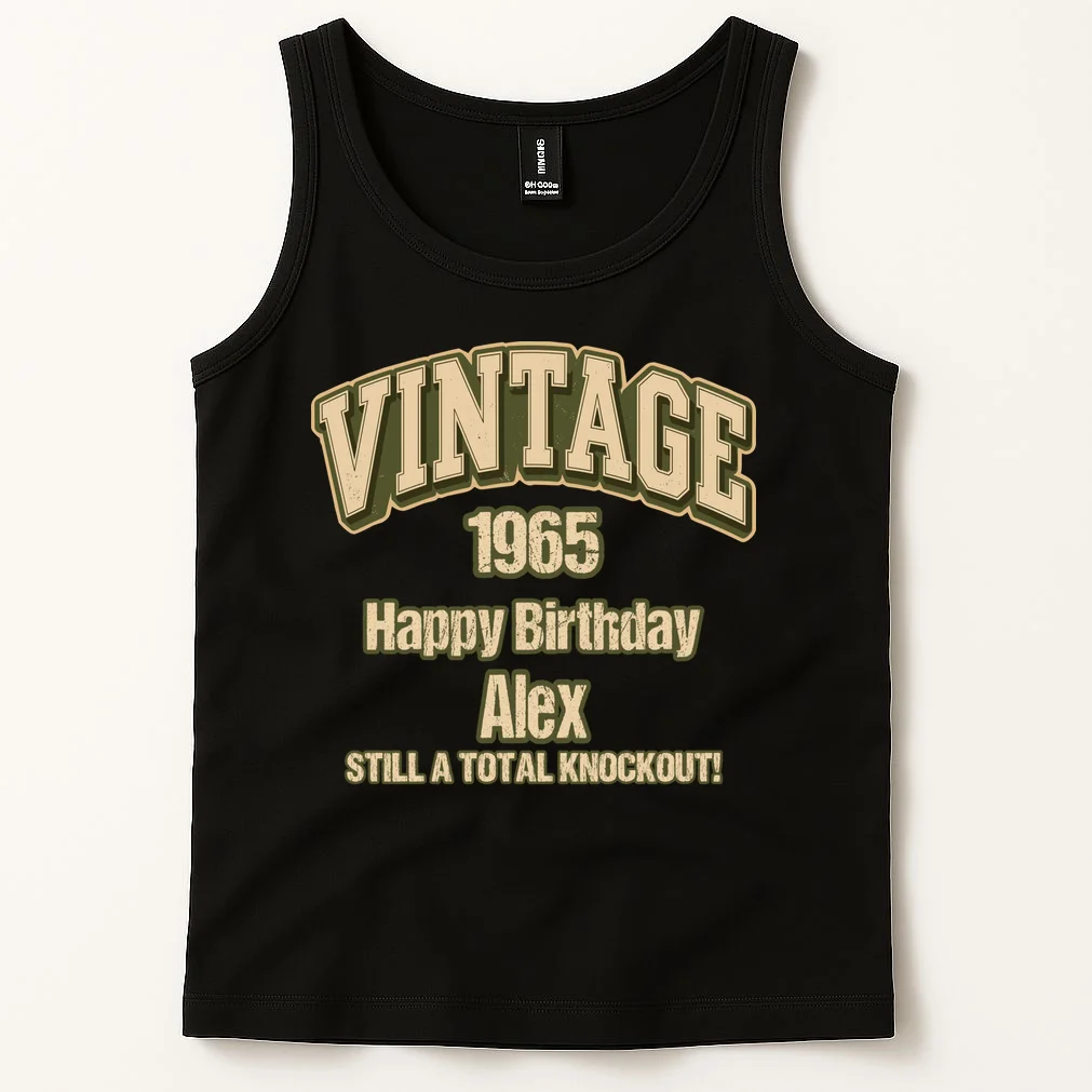 Vintage 1965 Still a Total Knockout Retro Birthday Design Men's Tank Top - Front 1