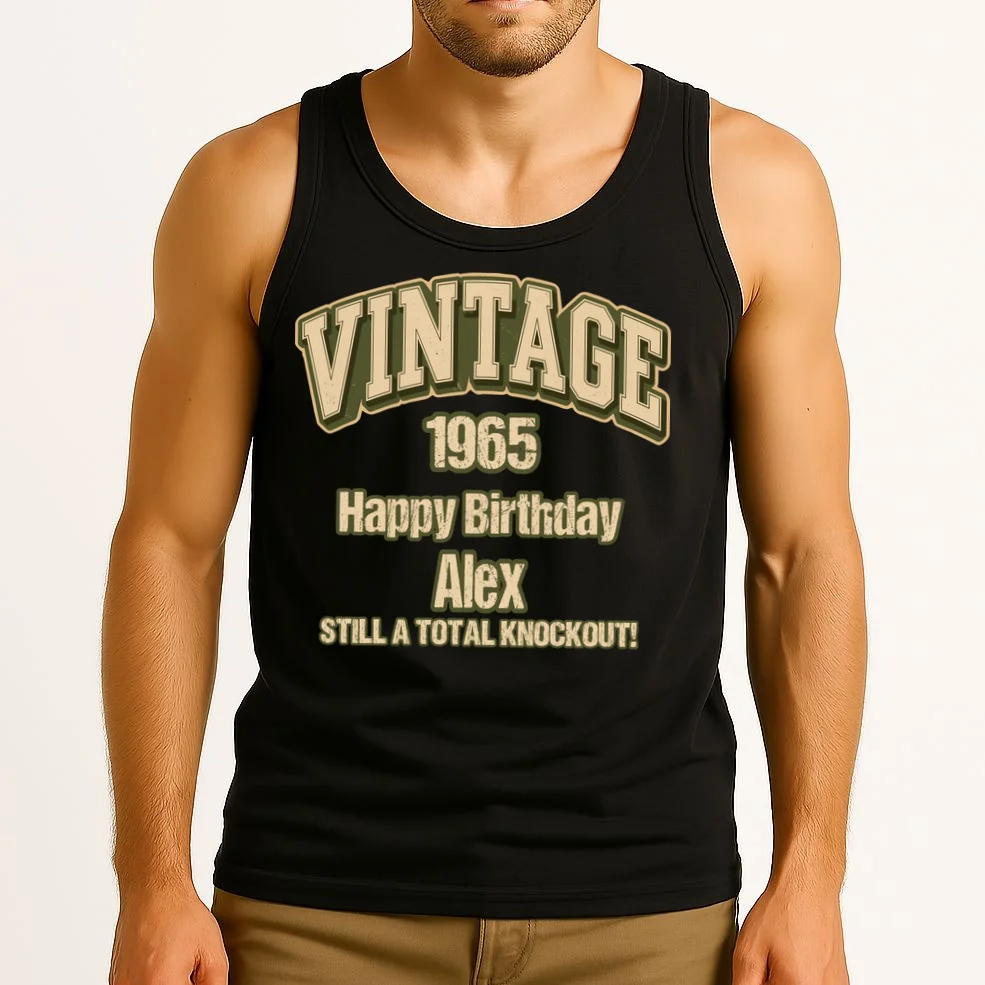 Vintage 1965 Still a Total Knockout Retro Birthday Design Men's Tank Top - Front 2