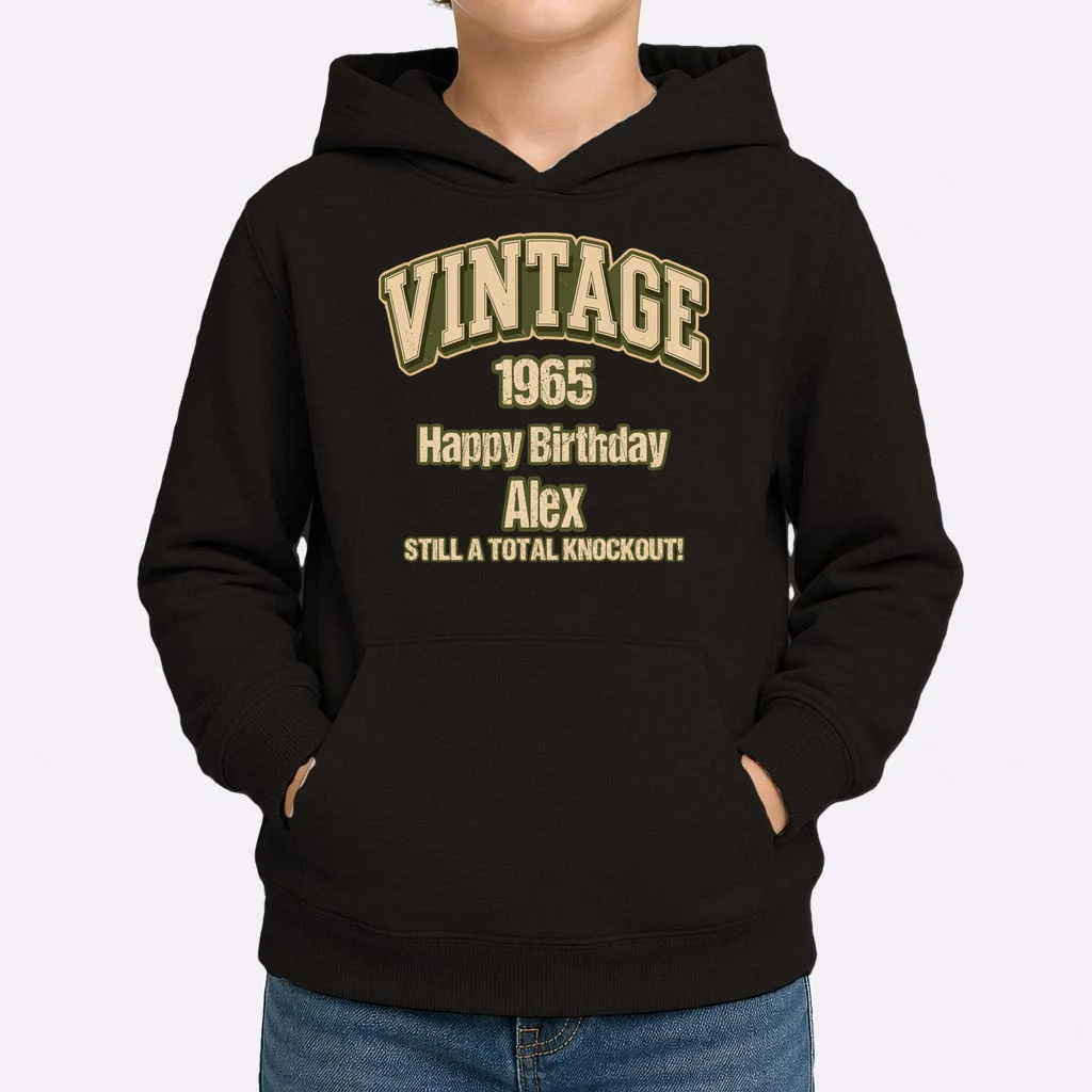 Vintage 1965 Still a Total Knockout Retro Birthday Design Kids Hoodie - Front 1