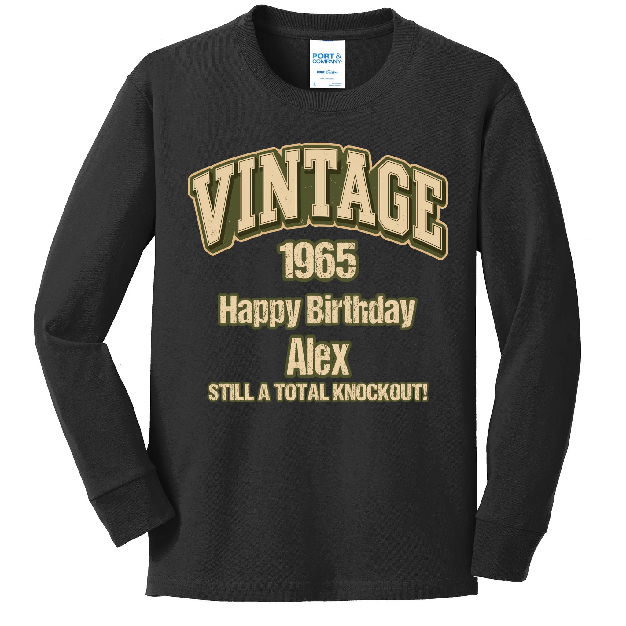 Vintage 1965 Still a Total Knockout Retro Birthday Design Kids Long Sleeve Shirt Front