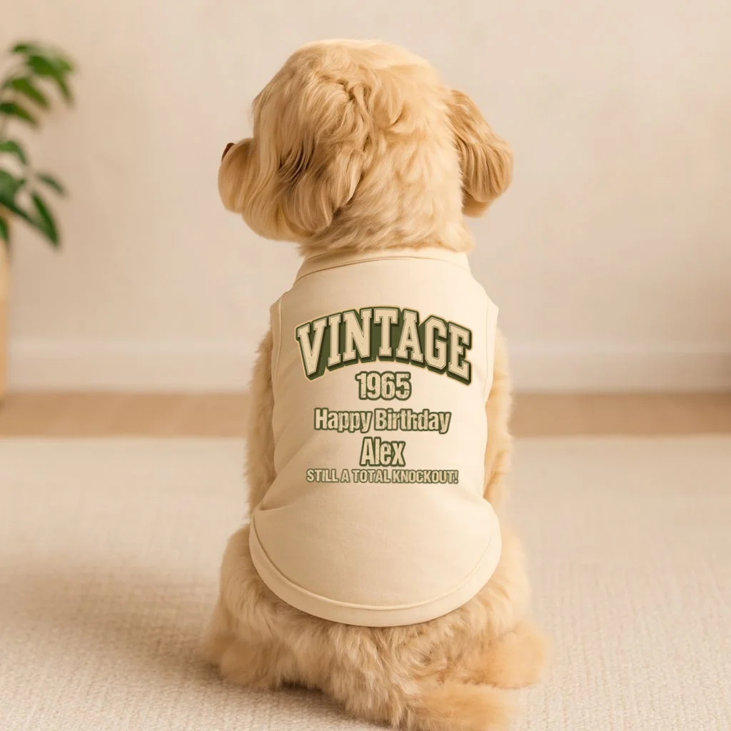 Vintage 1965 Still a Total Knockout Retro Birthday Design Doggie Tank - Front 1