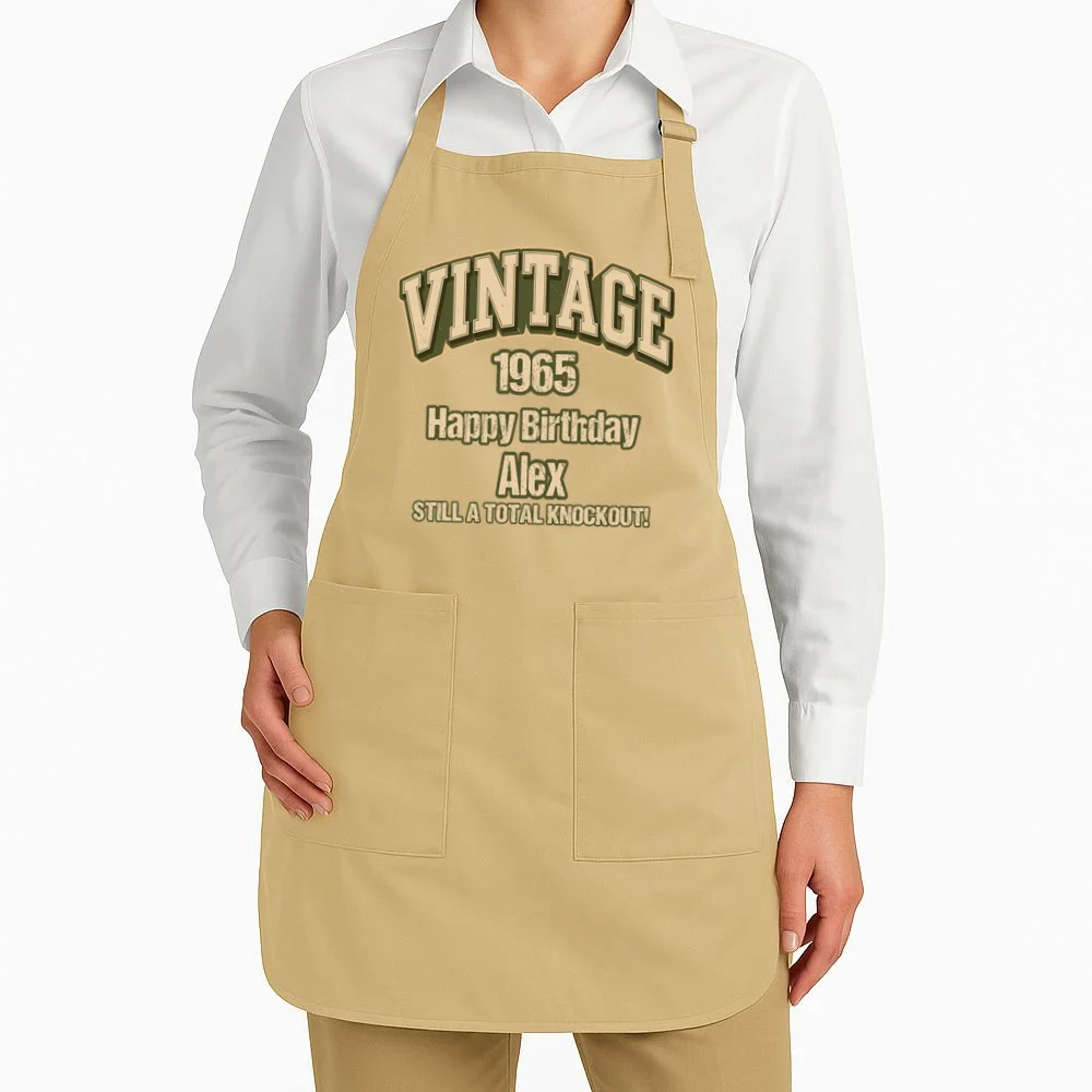 Vintage 1965 Still a Total Knockout Retro Birthday Design Apron - Front 1
