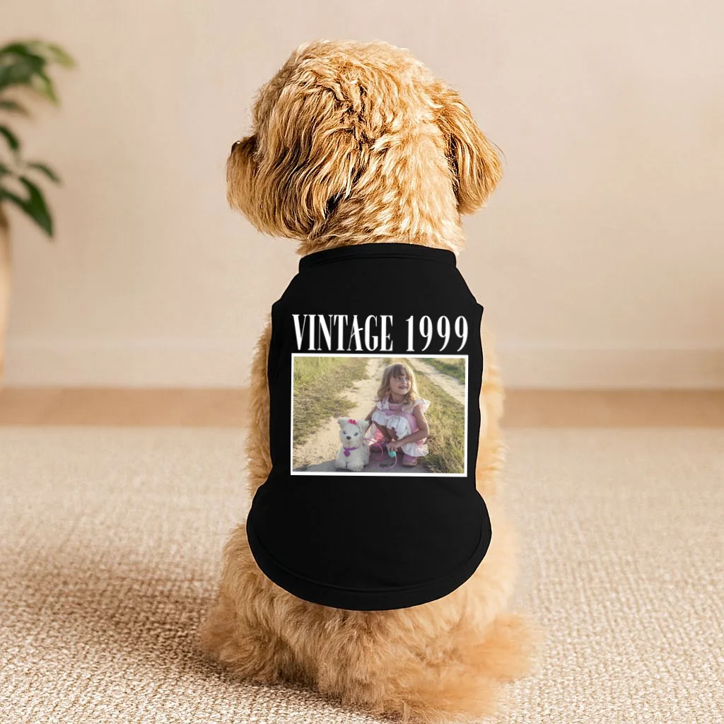 Vintage Birthday - Custom Year, Personalized Birthday Gift Doggie Tank - Front 1