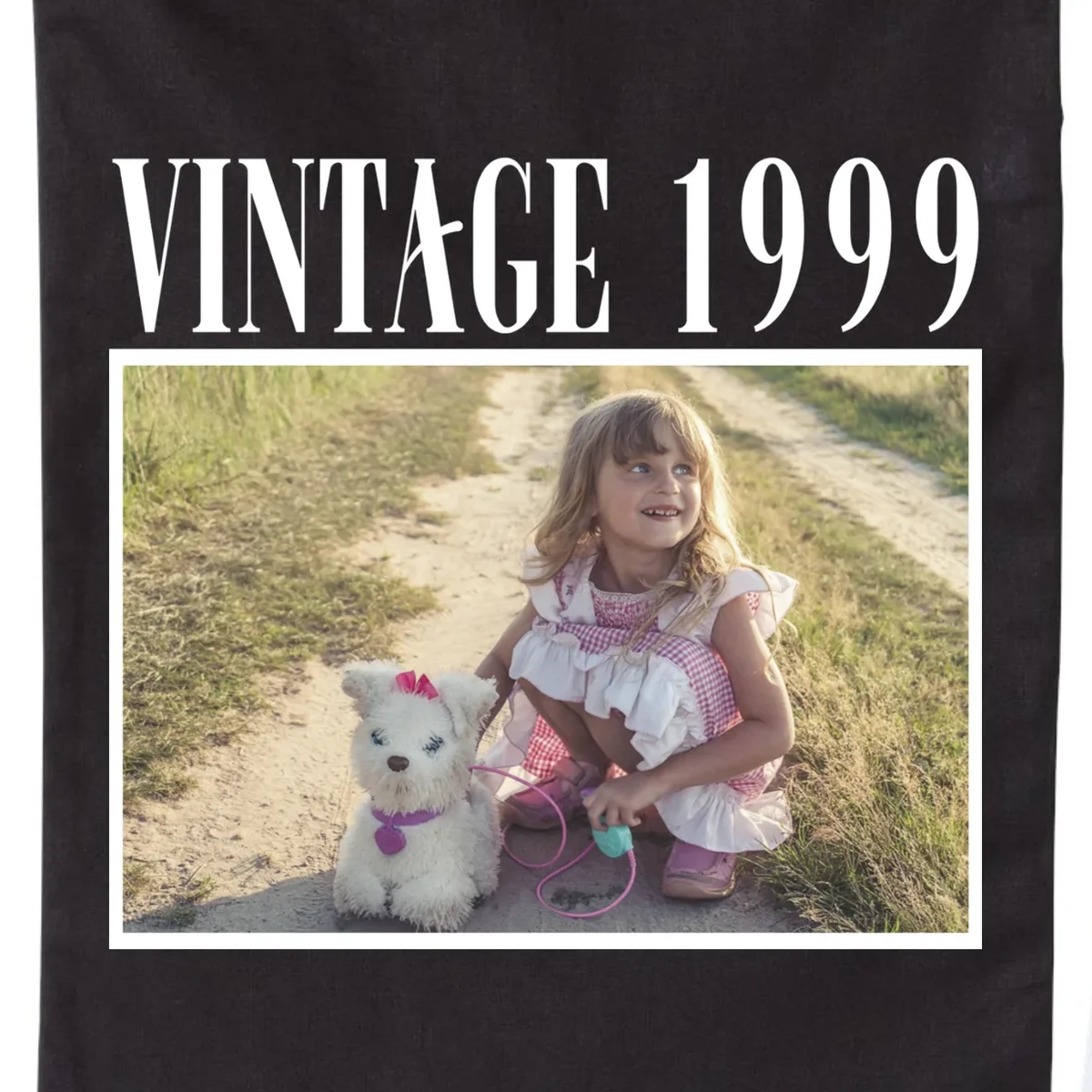 Vintage Birthday - Custom Year, Personalized Birthday Gift Drawstring Bag - Front - Close-up