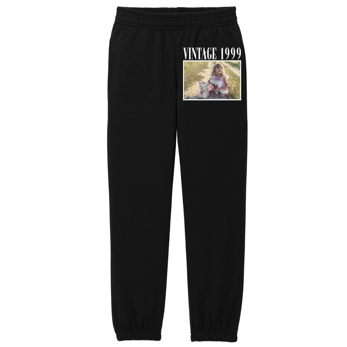Vintage Birthday - Custom Year, Personalized Birthday Gift Kids Fleece Sweatpants - Front