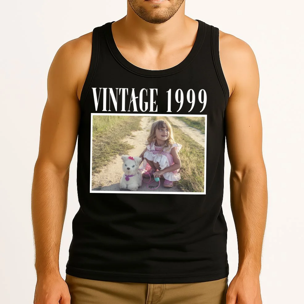Vintage Birthday - Custom Year, Personalized Birthday Gift Men's Tank Top - Front 2