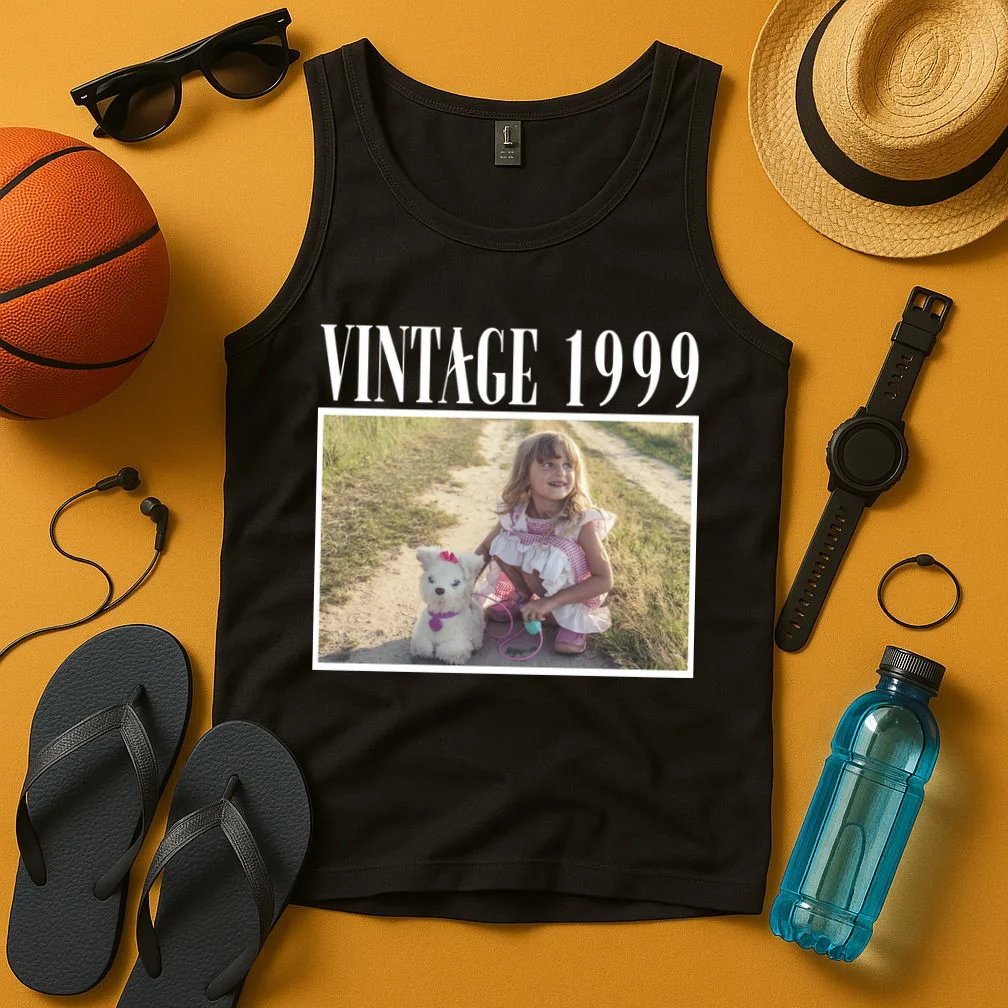 Vintage Birthday - Custom Year, Personalized Birthday Gift Men's Tank Top - Front 3