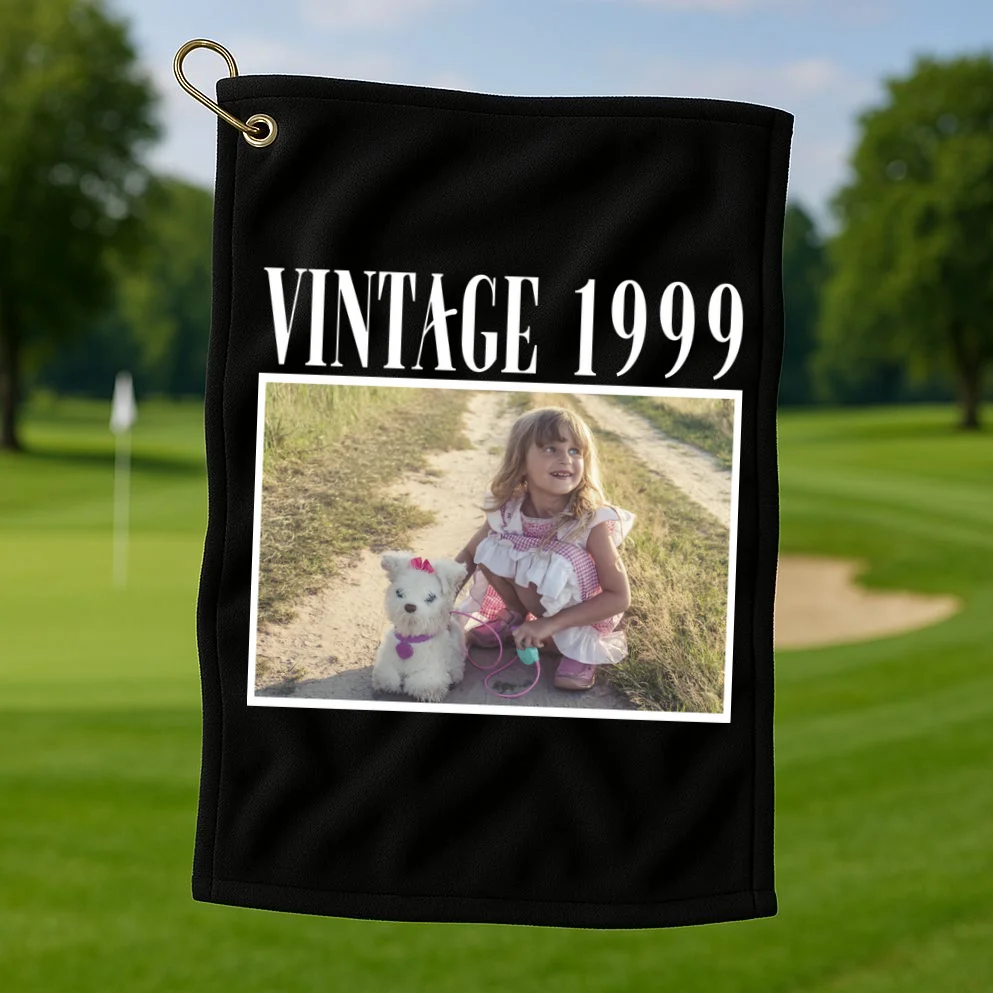 Vintage Birthday - Custom Year, Personalized Birthday Gift Golf Towel - Front 1