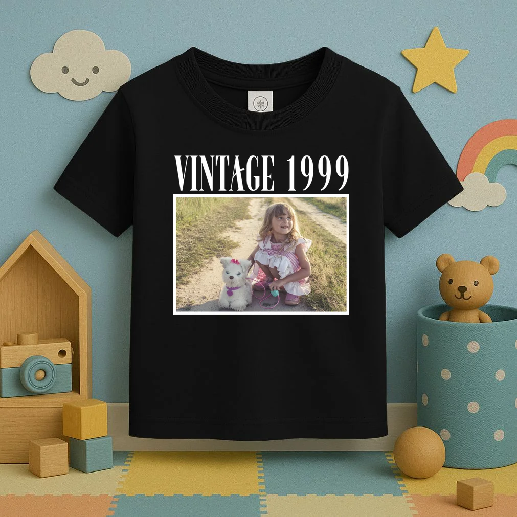 Vintage Birthday - Custom Year, Personalized Birthday Gift Toddler T-Shirt - Front 2