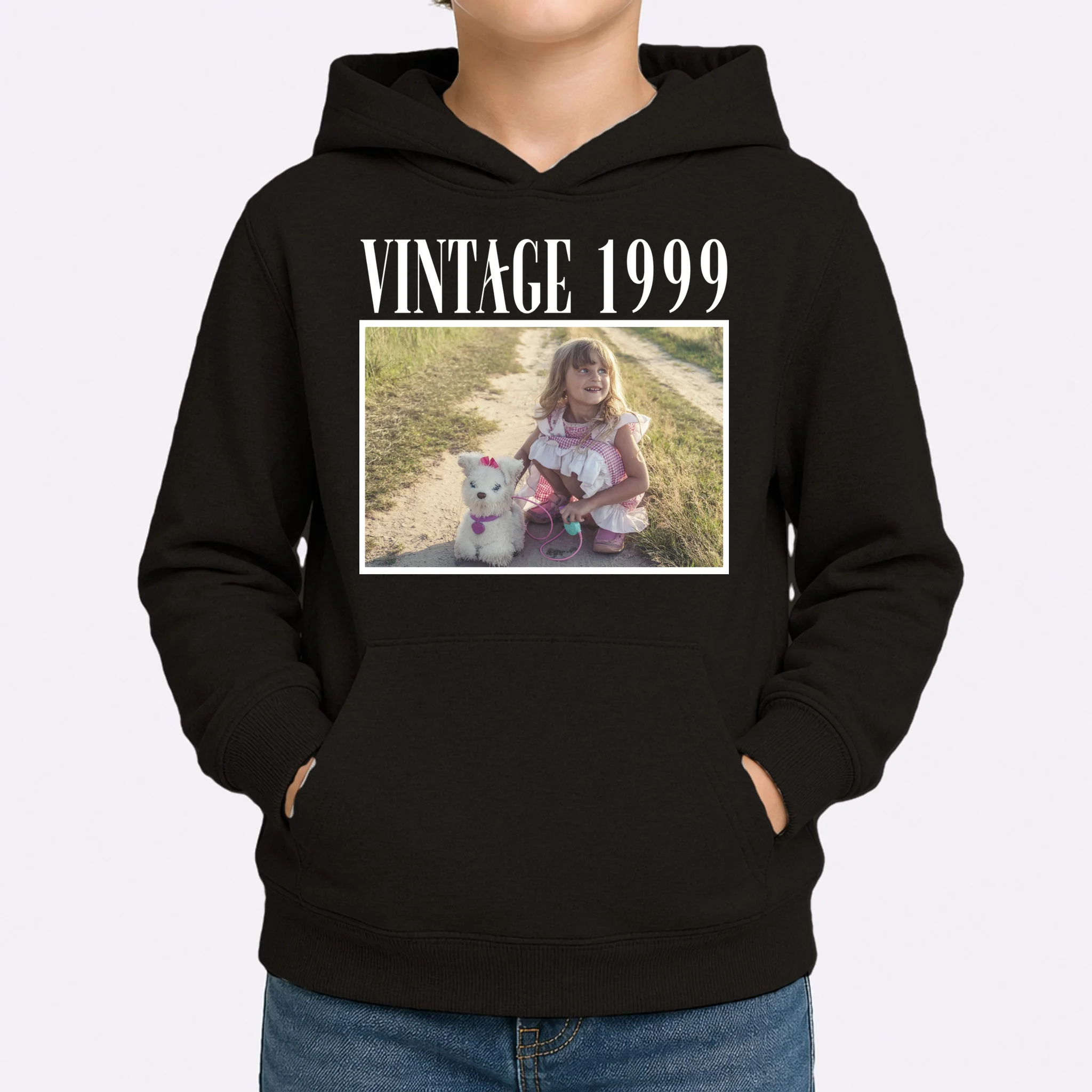 Vintage Birthday - Custom Year, Personalized Birthday Gift Kids Hoodie - Front 1