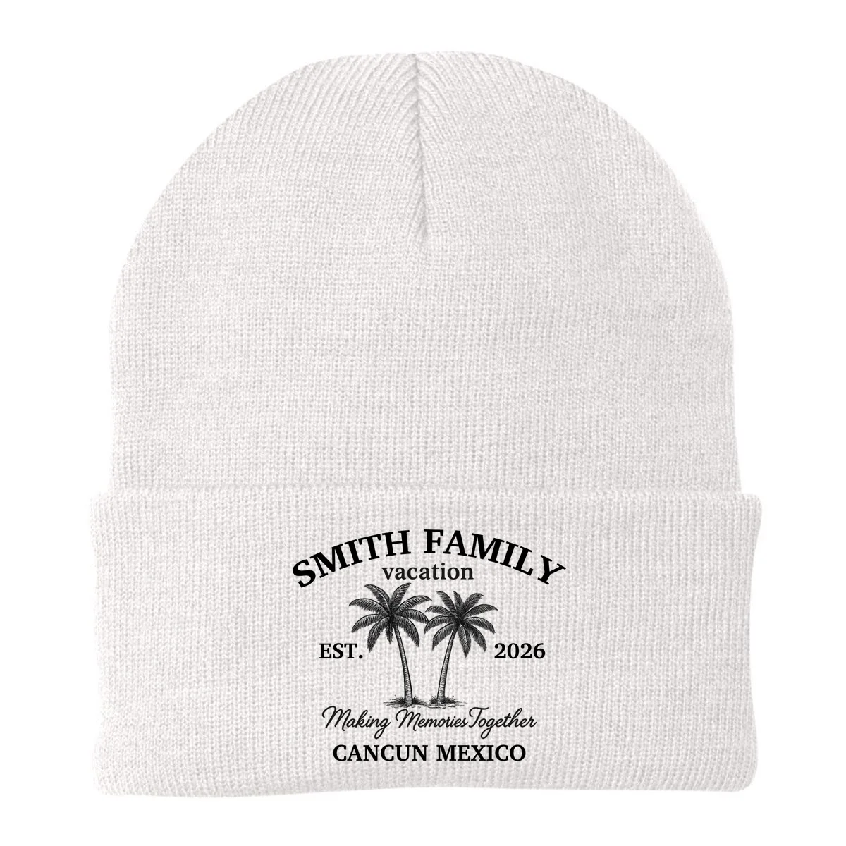 Vintage Custom Family Vacation Beanie - Front