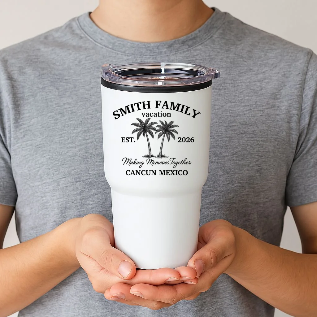 Vintage Custom Family Vacation 20oz Tumbler - Front 1