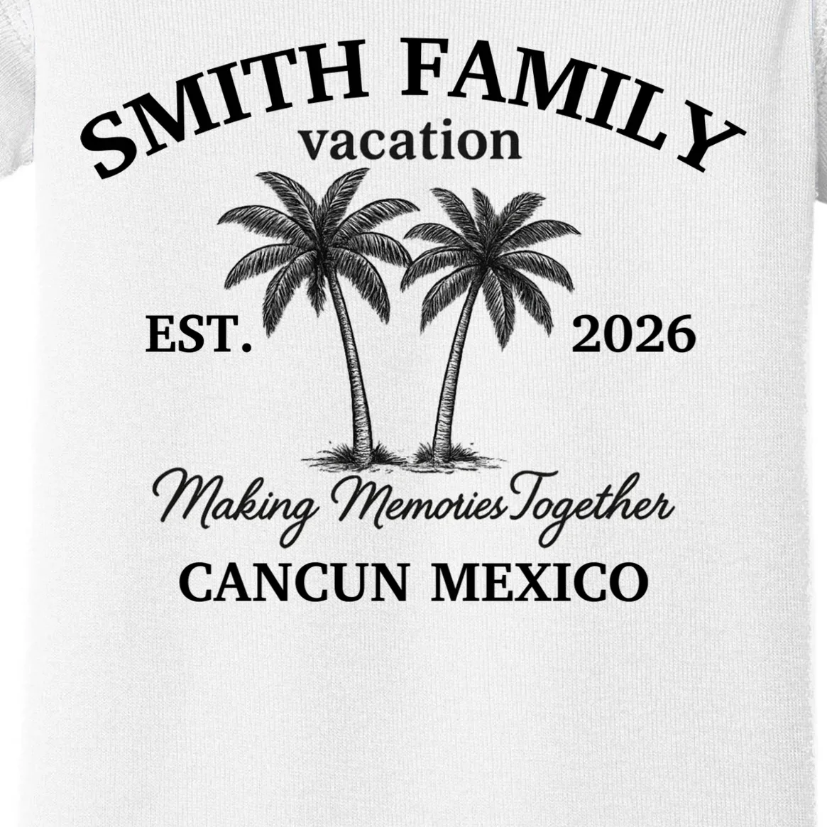 Vintage Custom Family Vacation Baby Bodysuit - Front - Close-up