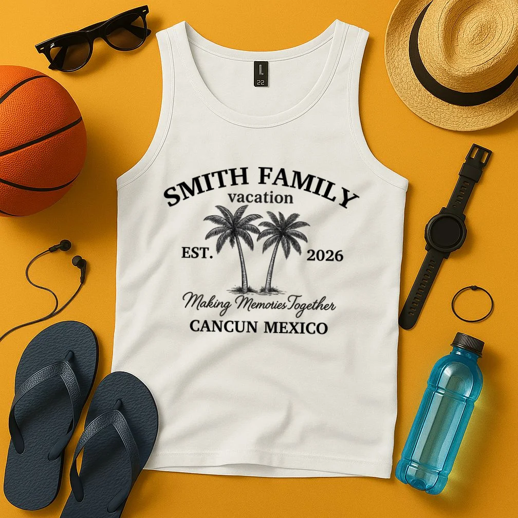 Vintage Custom Family Vacation Tank Top - Front 3