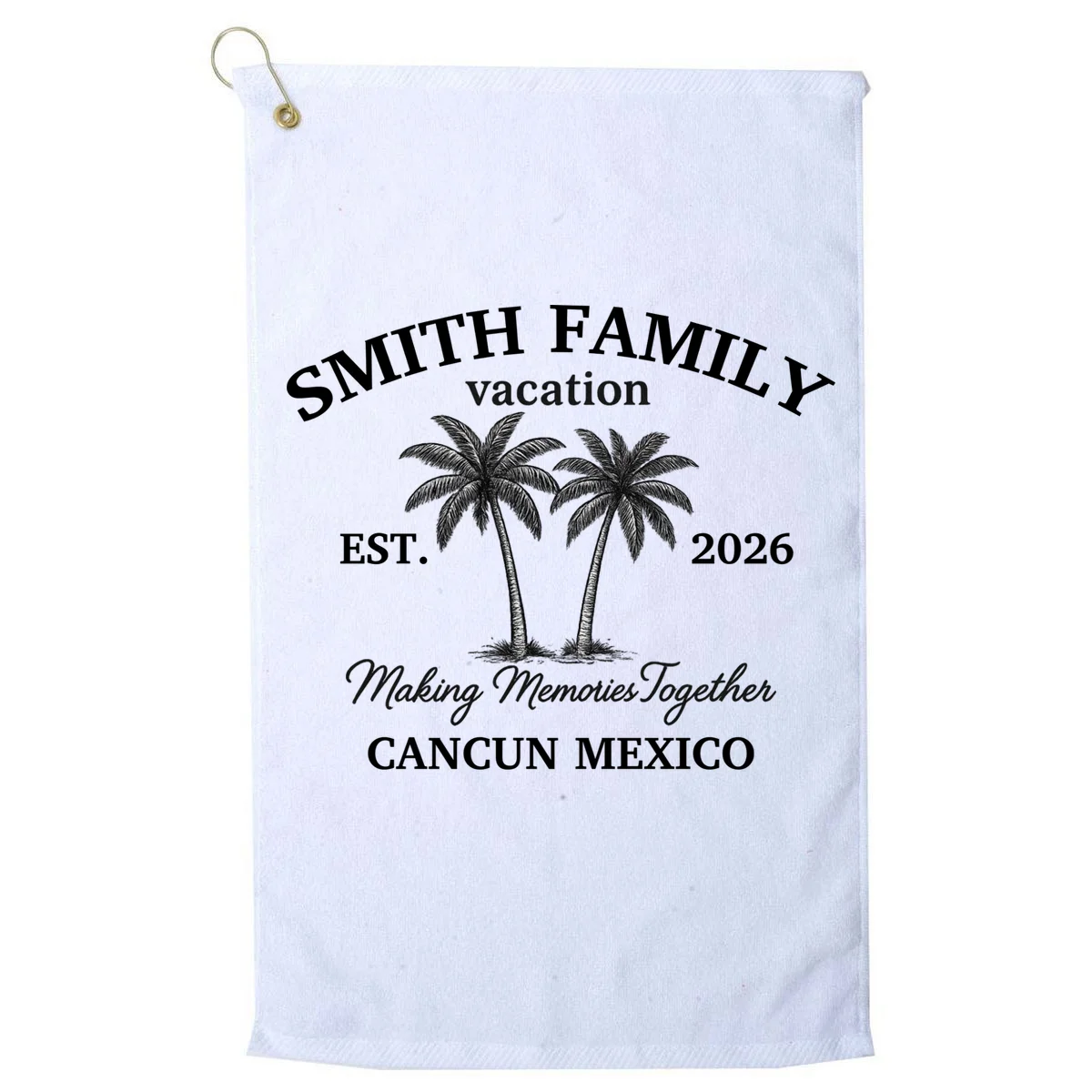 Vintage Custom Family Vacation Golf Towel - Front