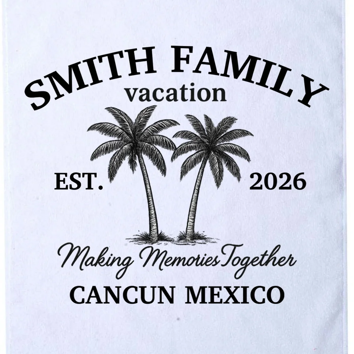 Vintage Custom Family Vacation Golf Towel - Front - Close-up