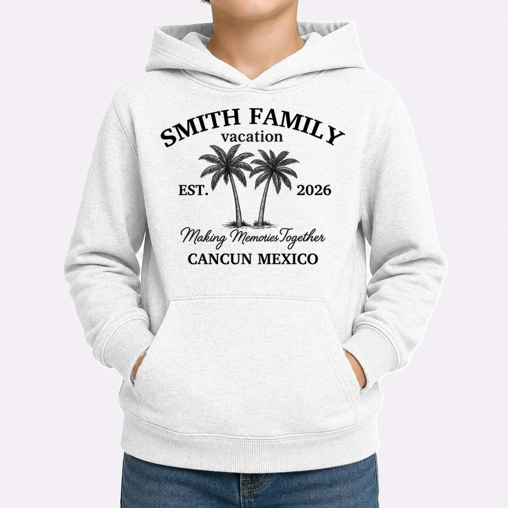 Vintage Custom Family Vacation Kids Hoodie - Front 1