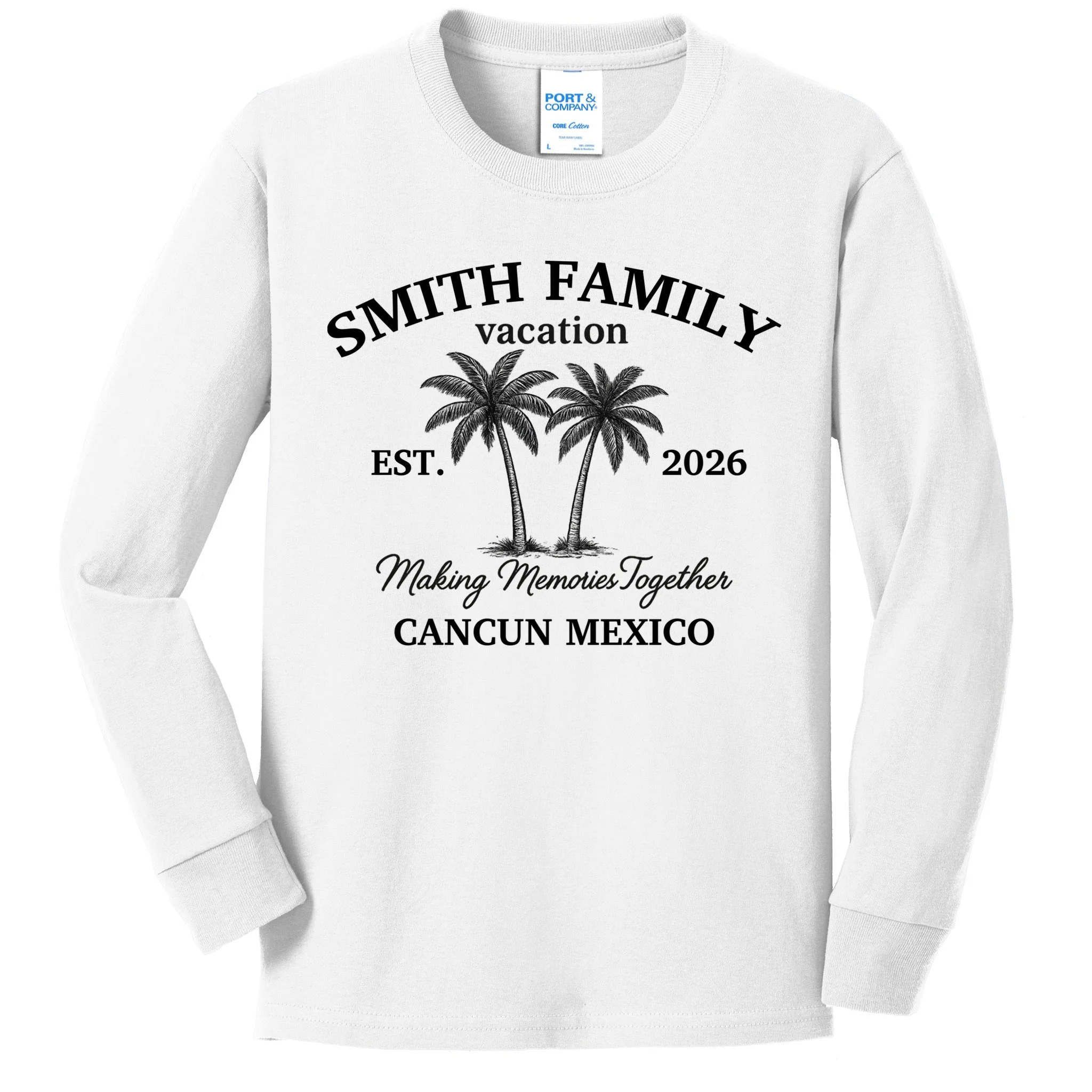 Vintage Custom Family Vacation Kids Long Sleeve Shirt - Front