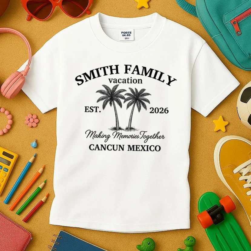 Vintage Custom Family Vacation Kids T-Shirt - Front 2