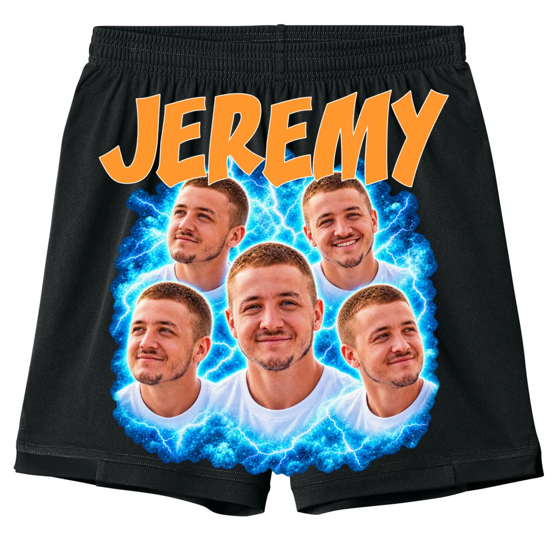 Vintage Lightning Photo Collage Personalized Kids Shorts Front