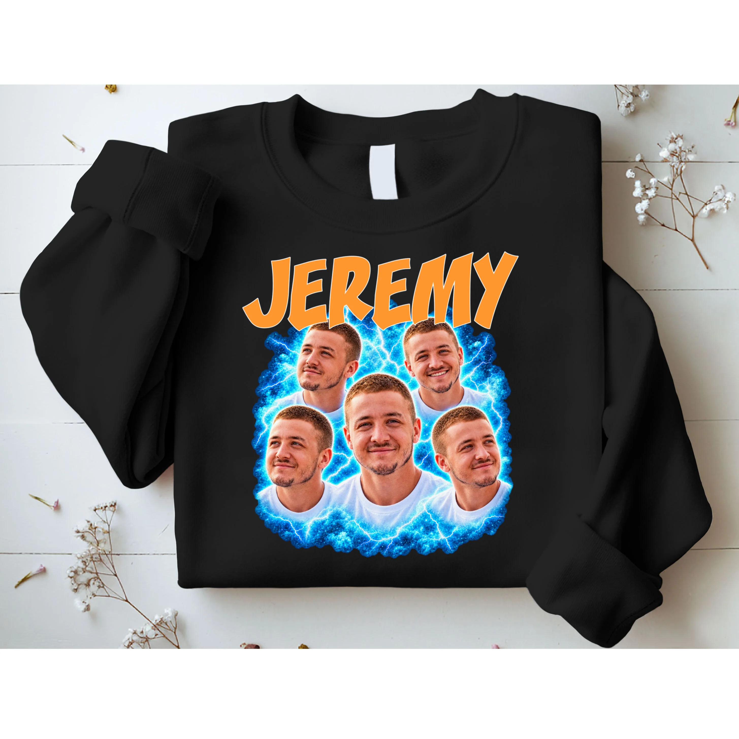 Vintage Lightning Photo Collage Personalized Men's Sweatshirt - Front 1