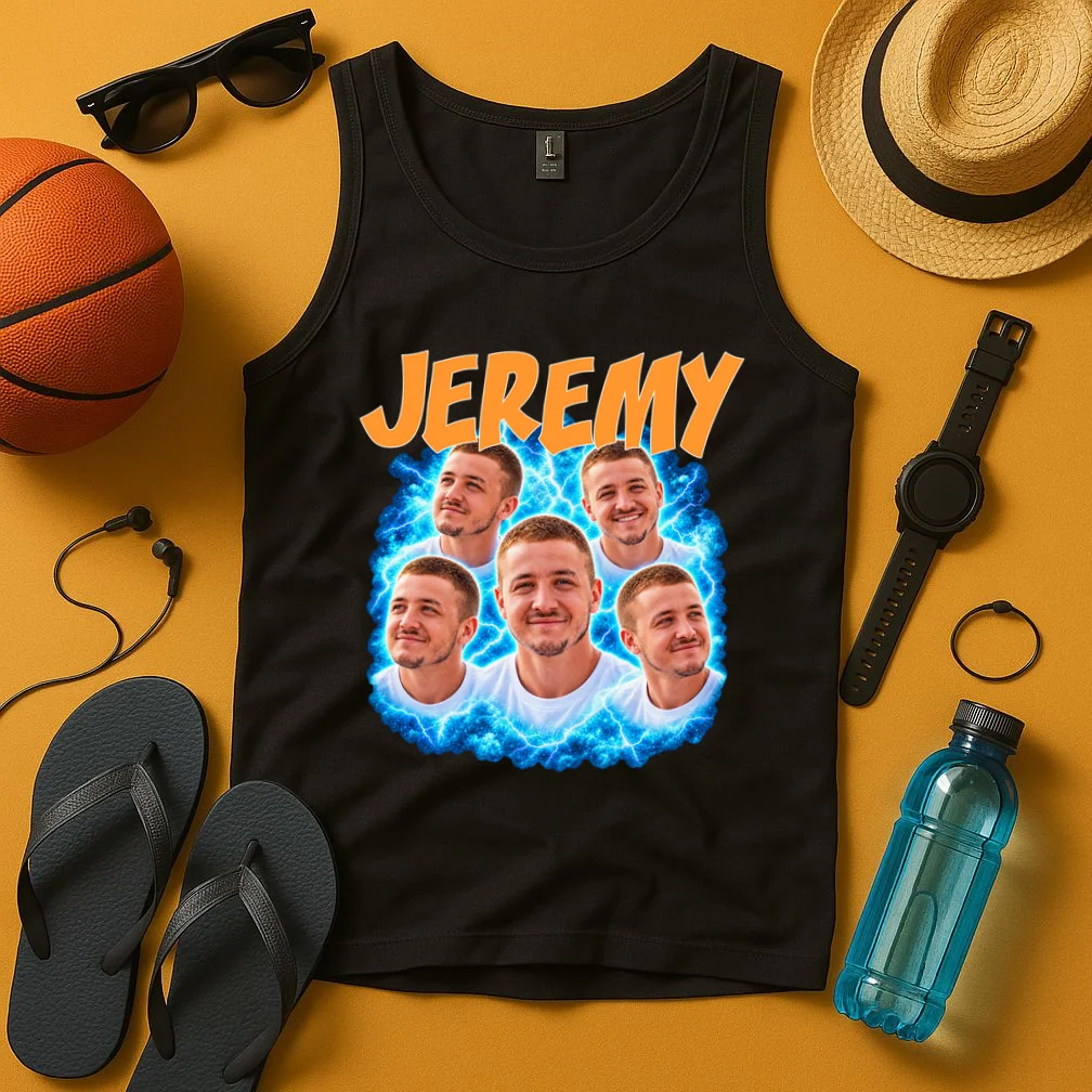 Vintage Lightning Photo Collage Personalized Men's Tank Top - Front 3