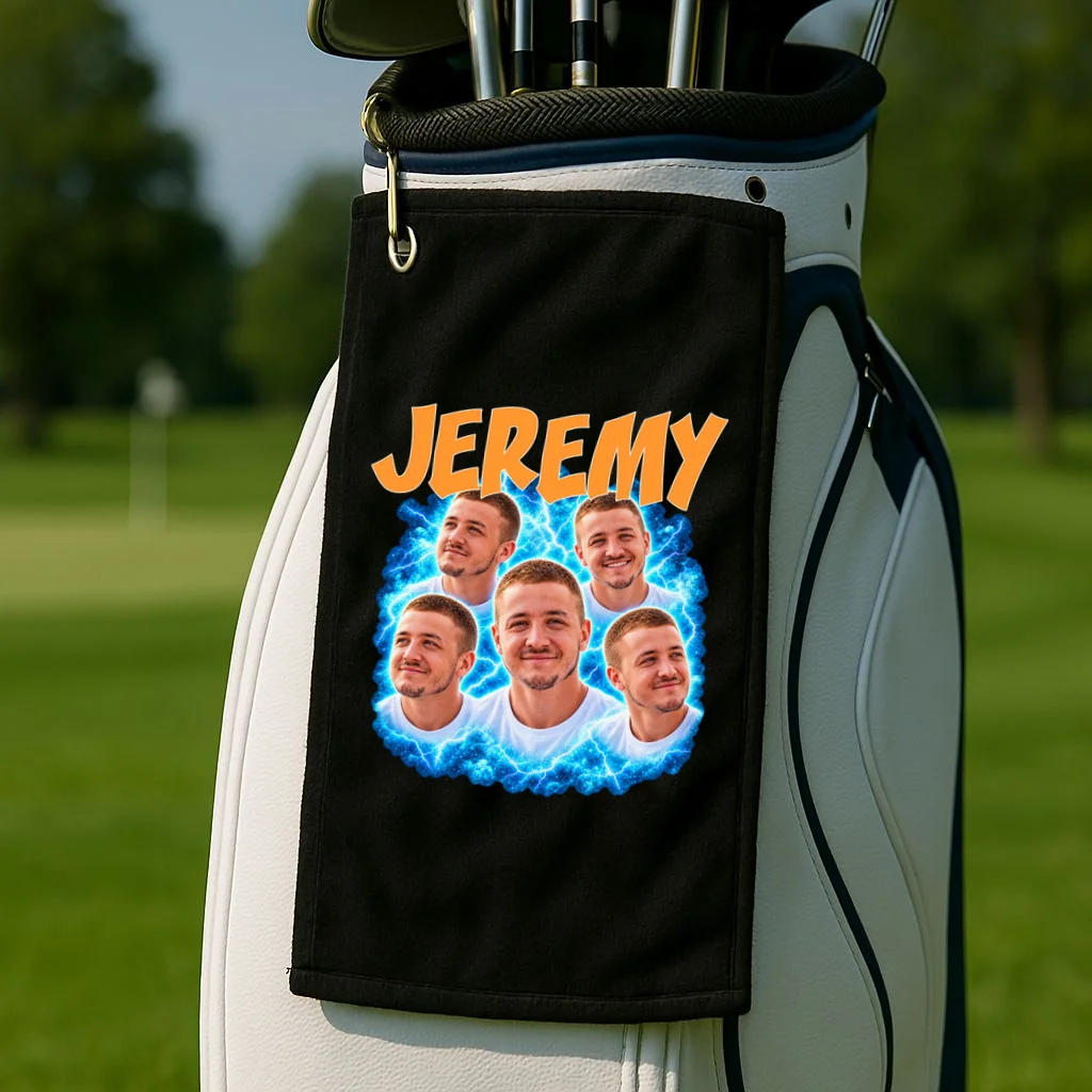 Vintage Lightning Photo Collage Personalized Golf Towel - Front 2