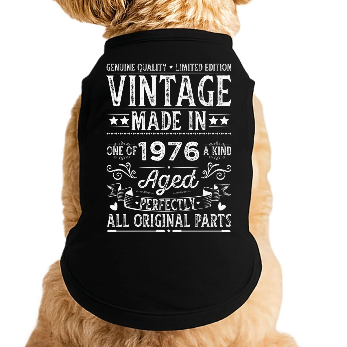 Vintage Made In Custom Year Birthday Gift Aged Perfectly, Personalized Doggie Tank - Front