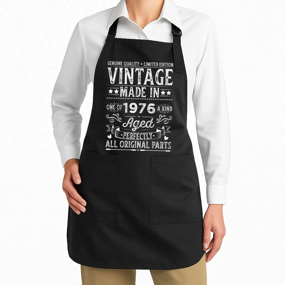Vintage Made In Custom Year Birthday Gift Aged Perfectly, Personalized Apron - Front 1