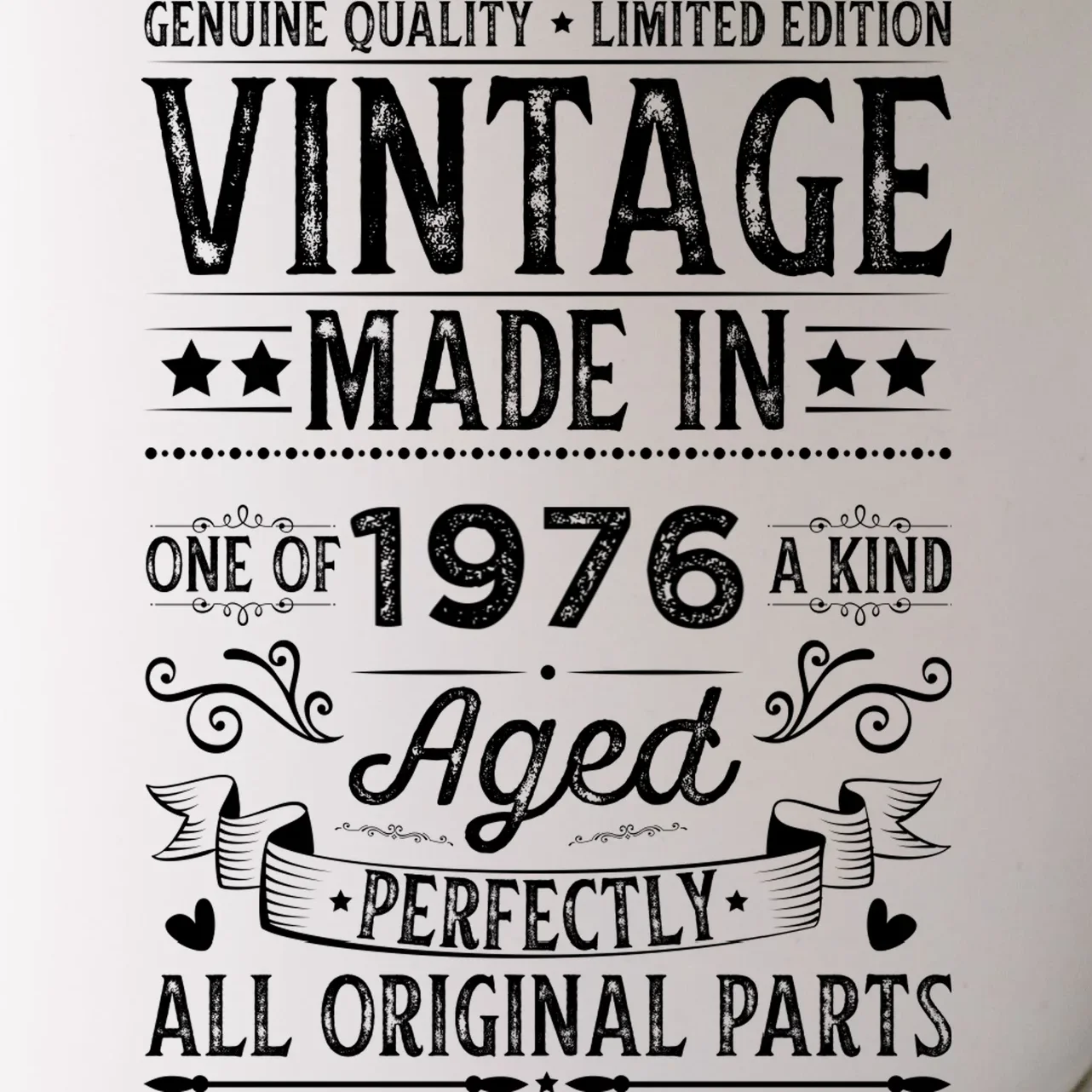 Vintage Made In Custom Year Birthday Gift Aged Perfectly, Personalized Mug - Front - Close-up