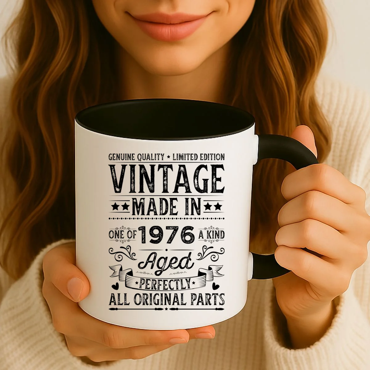 Vintage Made In Custom Year Birthday Gift Aged Perfectly, Personalized Coffee Mug - Front 2