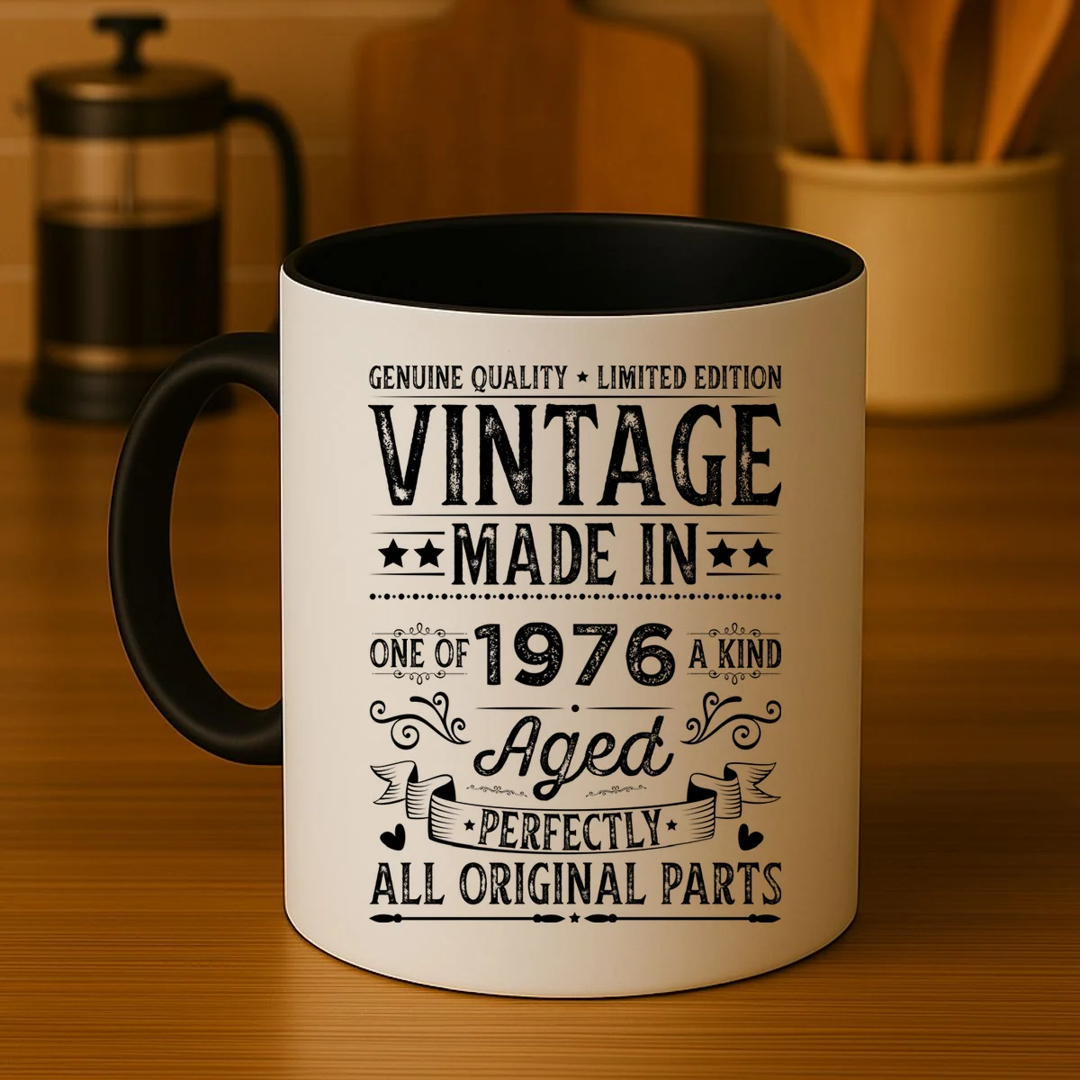 Vintage Made In Custom Year Birthday Gift Aged Perfectly, Personalized Coffee Mug - Front 3