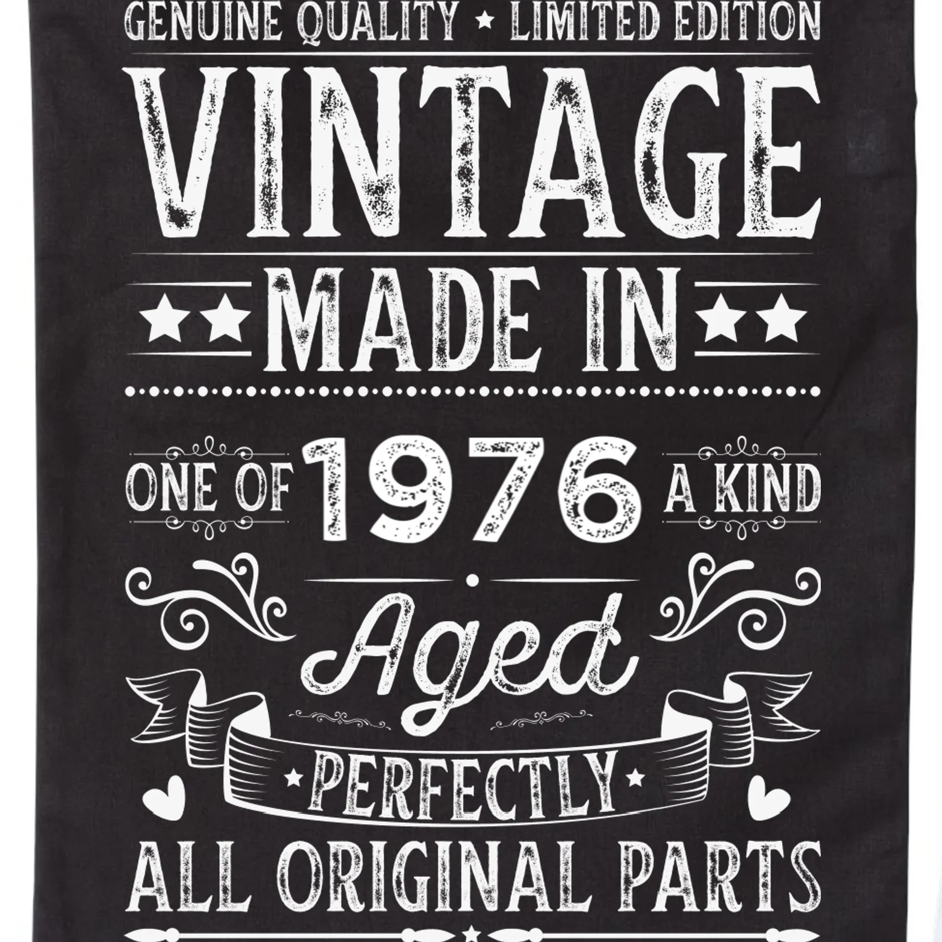 Vintage Made In Custom Year Birthday Gift Aged Perfectly, Personalized Drawstring Bag - Front - Close-up