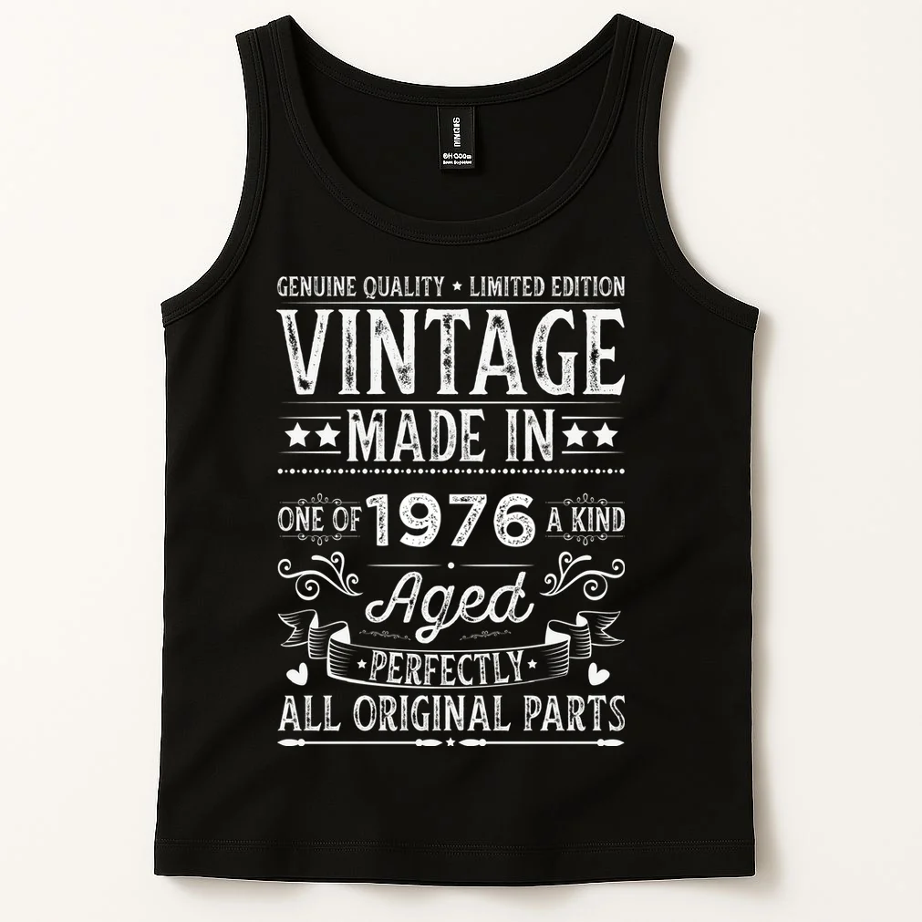 Vintage Made In Custom Year Birthday Gift Aged Perfectly, Personalized Tank Top - Front 1